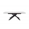 Rozkládací jídelní stůl VANINO keramika bílý mramor, podnož černá matná 180(230)x76x90