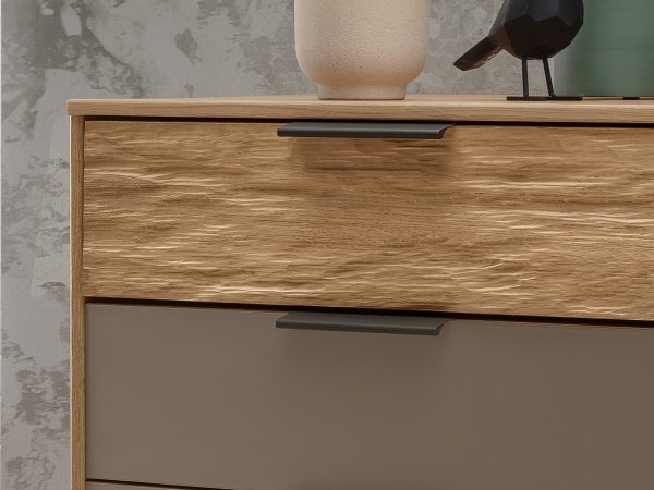 Komoda VANCOUVER dub bianco/sklo havana