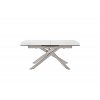 Rozkládací jídelní stůl VANINO keramika bílý mramor, podnož broušená nerezová ocel 180(230)x76x90