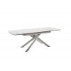 Rozkládací jídelní stůl VANINO keramika bílý mramor, podnož broušená nerezová ocel 180(230)x76x90