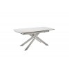Rozkládací jídelní stůl VANINO keramika bílý mramor, podnož broušená nerezová ocel 180(230)x76x90