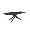 Rozkládací jídelní stůl VANINO keramika černý mramor, podnož černá matná 180(230)x76x90