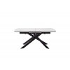 Rozkládací jídelní stůl VANINO keramika bílý mramor, podnož černá matná 180(230)x76x90