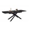 Rozkládací jídelní stůl VANINO keramika černý mramor, podnož černá matná 180(230)x76x90