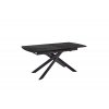 Rozkládací jídelní stůl VANINO keramika černý mramor, podnož černá matná 180(230)x76x90
