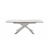Rozkládací jídelní stůl VANINO keramika bílý mramor, podnož broušená nerezová ocel 180(230)x76x90