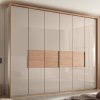 Šatní skříň s křídlovými dveřmi VERONA, sklo champagner / masivní dřevo – 300 cm