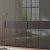 Šatní skříň s křídlovými dveřmi a rámem VENTURA, sklo havanna / dekor havanna – 300 cm
