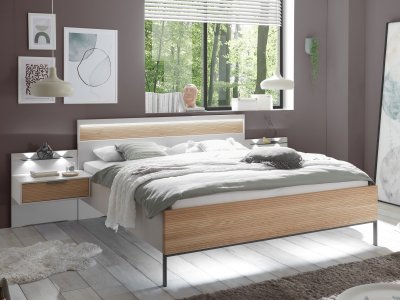 Manželská postel VERONA, masivní dřevo se strukturou