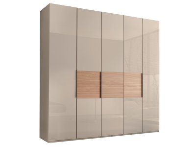 Šatní skříň s křídlovými dveřmi VERONA, sklo champagner / masivní dřevo – 250 cm