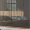 Šatní skříň s křídlovými dveřmi a rámem VENTURA, sklo havanna / dub bianco – 300 cm