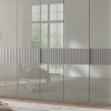 Šatní skříň s křídlovými dveřmi a rámem VENTURA, sklo kieselgrau / dekor kieselgrau – 300 cm