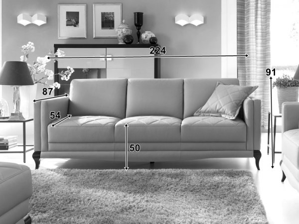 Kožená pohovka 3-sed VEDUZ