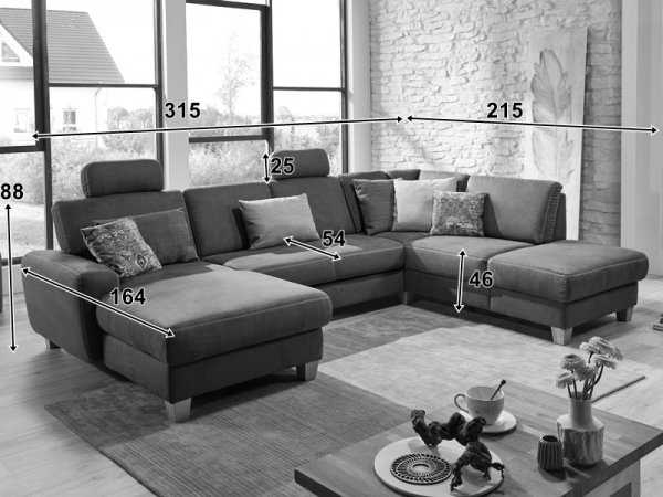 Rohová sedací souprava do tvaru U VISCONTI