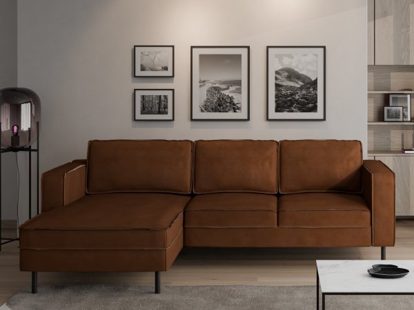 Rohová sedací souprava WATKINS, cognac, látka CRAFT 42