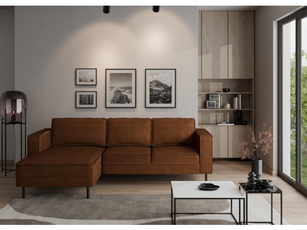 Rohová sedací souprava WATKINS, cognac, látka CRAFT 42