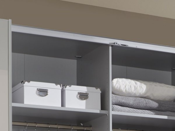 Šatní skříň se skleněnými dveřmi WESTSIDE alpská bílá/chrom