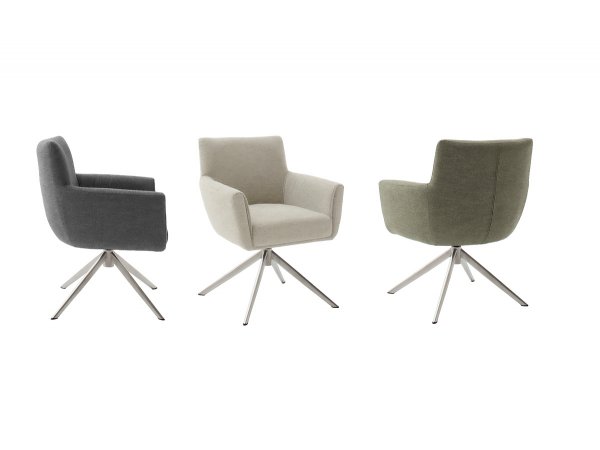 Jídelní otočná židle WILSON, krémová s ocelovou podnoží