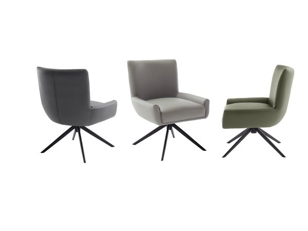 Kožená otočná židle WILSON XL bez područek, antracitová s černou podnoží