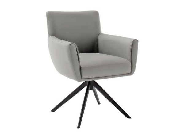 Kožená otočná židle WILSON, krémová s černou podnoží