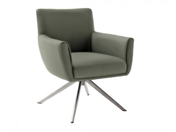 Kožená otočná židle WILSON XL, olivová s ocelovou podnoží