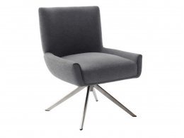 Jídelní otočná židle WILSON XL bez područek, antracitová s ocelovou podnoží