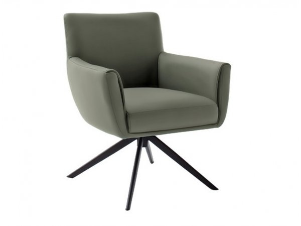 Kožená otočná židle WILSON XL, olivová s černou podnoží