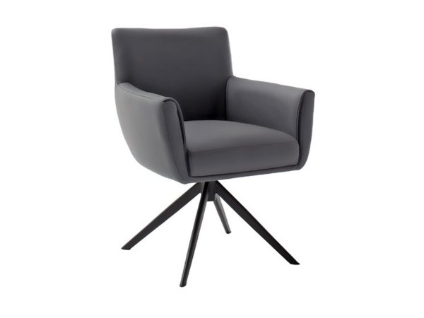 Kožená otočná židle WILSON, antracitová s černou podnoží
