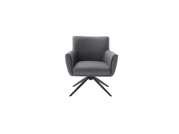 Kožená otočná židle WILSON XL, antracitová s černou podnoží