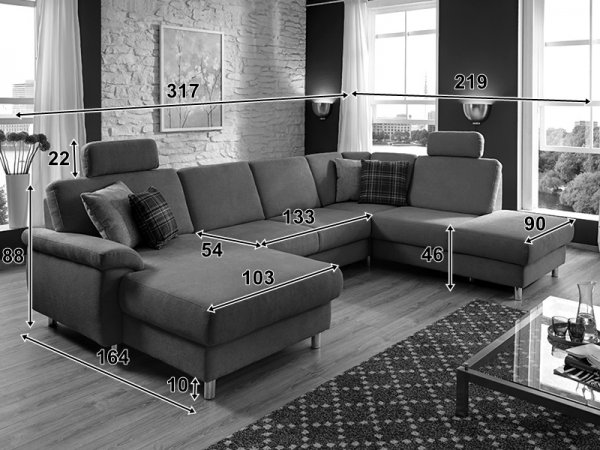 Rohová sedací souprava do U - WINSTON