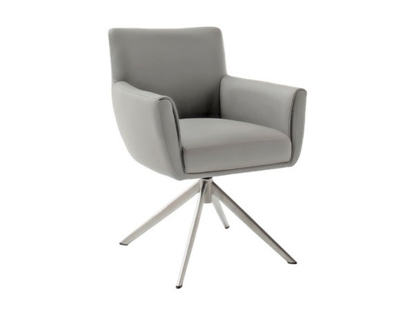 Kožená otočná židle WILSON, krémová s ocelovou podnoží