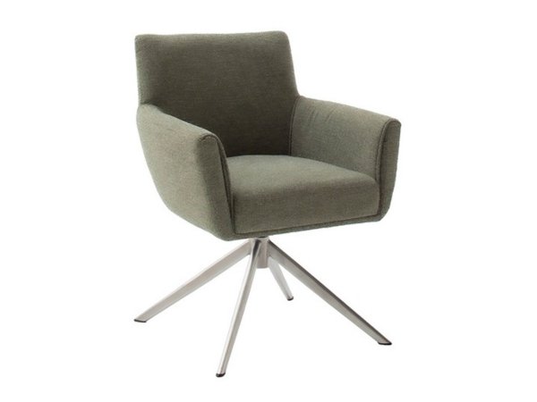 Jídelní otočná židle WILSON, olivová s ocelovou podnoží