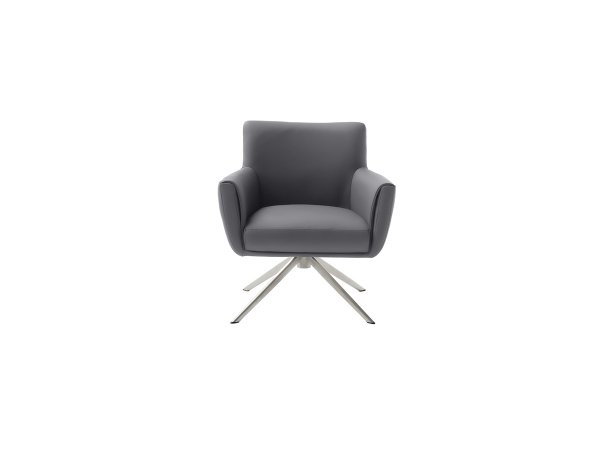 Kožená otočná židle WILSON XL, antracitová s ocelovou podnoží