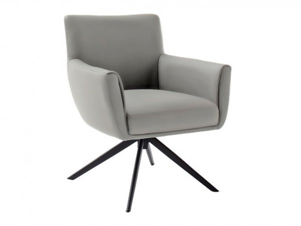 Kožená otočná židle WILSON XL, krémová s černou podnoží