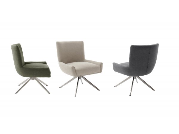 Jídelní otočná židle WILSON XL bez područek, krémová s ocelovou podnoží