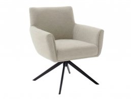 Jídelní otočná židle WILSON XL, krémová s černou podnoží