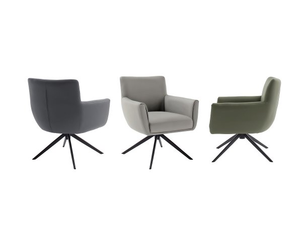 Kožená otočná židle WILSON XL, olivová s černou podnoží