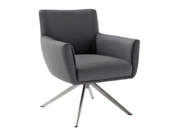 Kožená otočná židle WILSON XL, antracitová s ocelovou podnoží