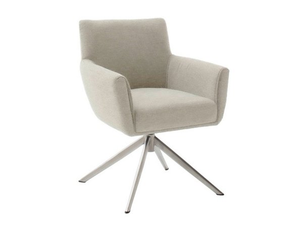 Jídelní otočná židle WILSON, krémová s ocelovou podnoží