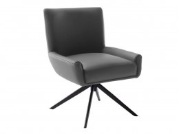 Kožená otočná židle WILSON XL bez područek, antracitová s černou podnoží