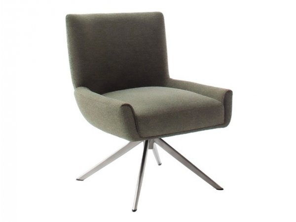 Jídelní otočná židle WILSON XL bez područek, olivová s ocelovou podnoží