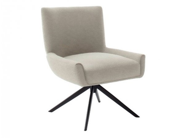 Jídelní otočná židle WILSON XL bez područek, krémová s černou podnoží