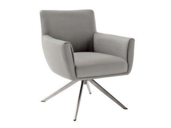 Kožená otočná židle WILSON XL, krémová s ocelovou podnoží