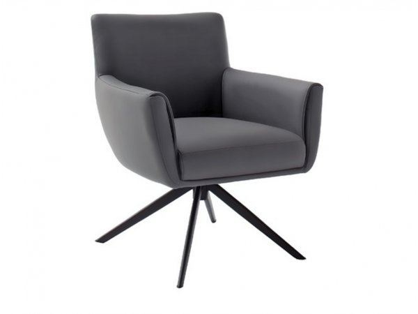 Kožená otočná židle WILSON XL, antracitová s černou podnoží