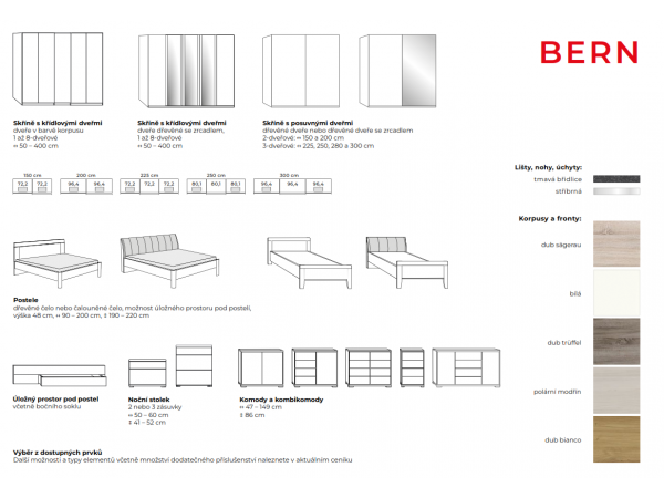 Ložnicová sestava pro jednu osobu BERN dub trueffel