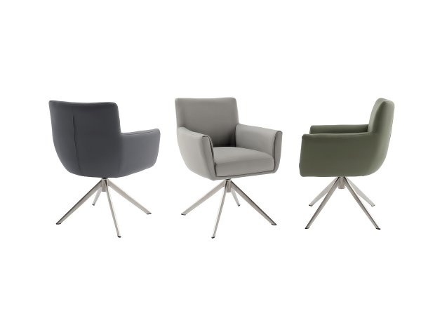 Kožená otočná židle WILSON, antracitová s ocelovou podnoží