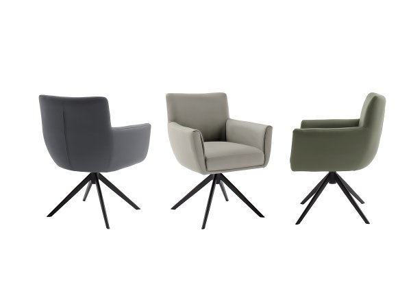 Kožená otočná židle WILSON, krémová s černou podnoží