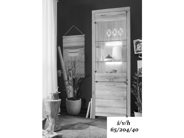 Dubový nábytek z masivu do obývacího pokoje LOMMA 9 (černé úchyty) 100% masiv