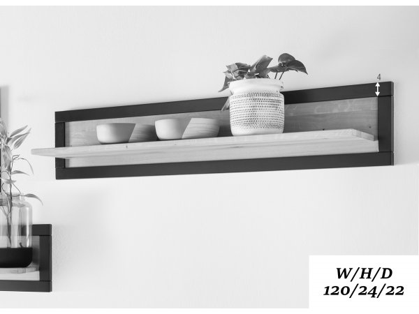 Dubová police do obývacího pokoje Carson