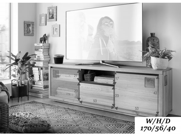 Dubový televizní stolek do obývacího pokoje Carson